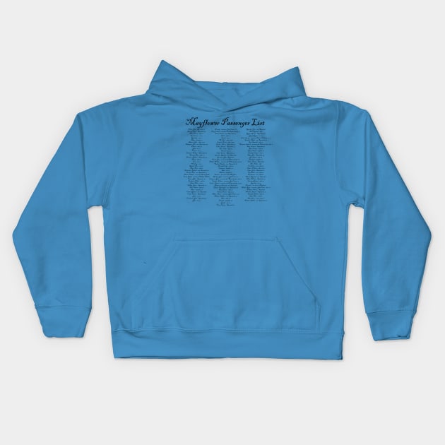 Mayflower Passenger List Kids Hoodie by Crew